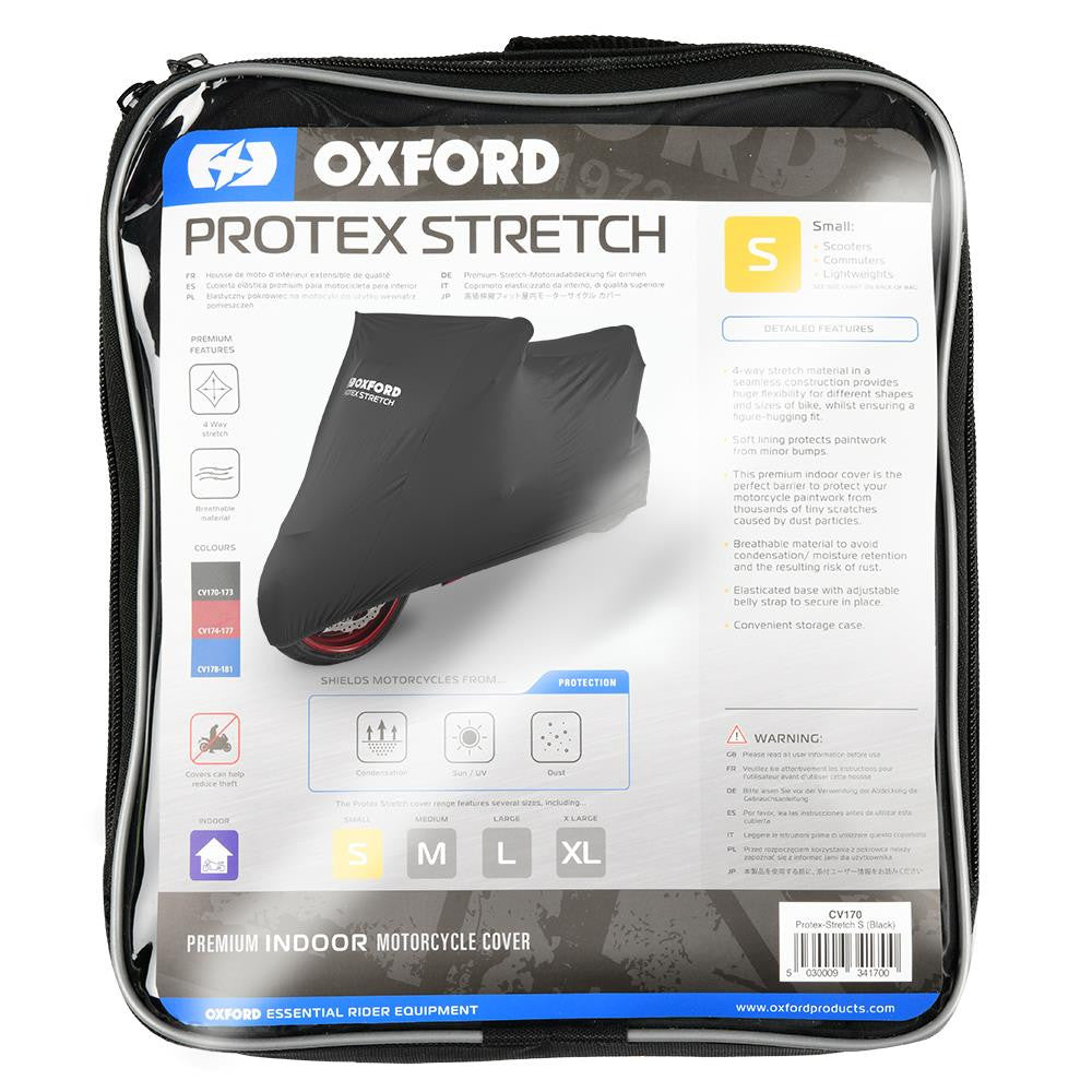 Oxford Protex Stretch Indoor Premium Stretch-Fit Bike Cover Black-Win Impex Moto