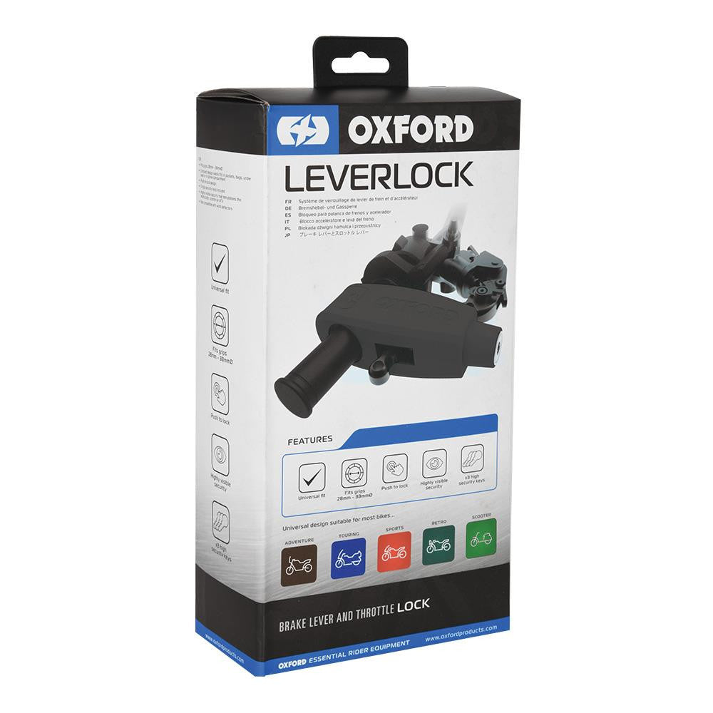 Oxford Motorcycle Lever Lock | Heavy-Duty Handlebar Security (Black)-Win Impex Moto