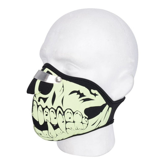 Oxford Anti Fog Universal Neoprene Motorcycle Face Mask Glow Skull-Win Impex Moto