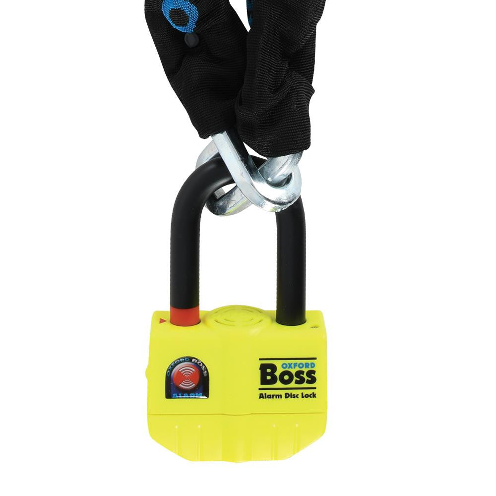 Oxford Boss Alarm Motorcycle Security Lock & Chain 12mm x 2.0m-Win Impex Moto