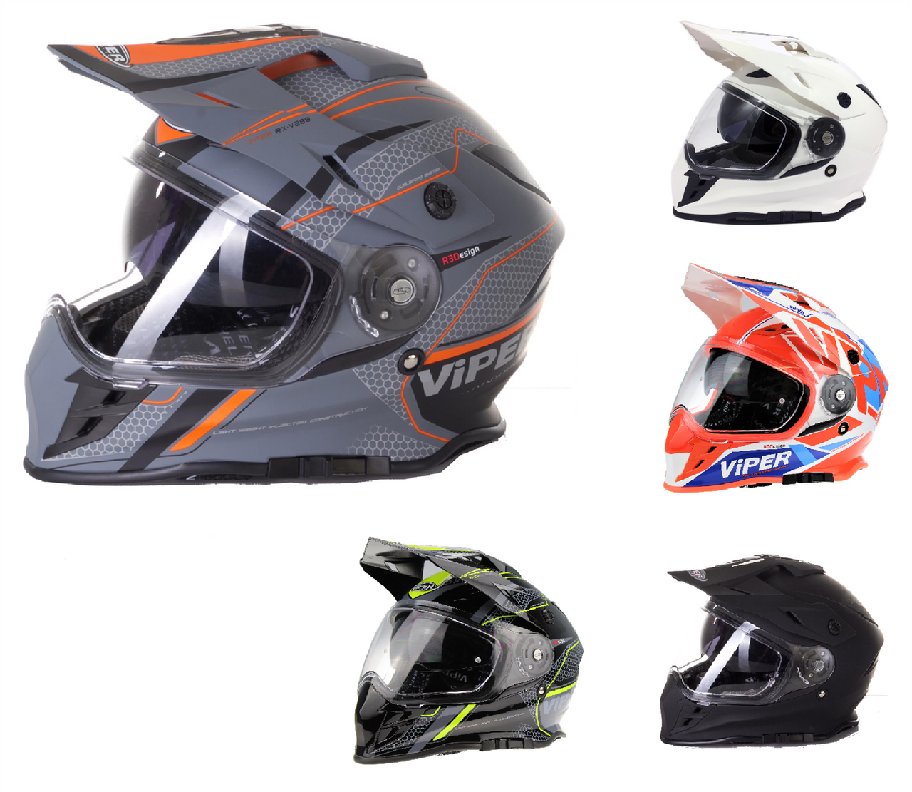 Viper RXV288 Double Visor Enduro Motocross Motorcycle Motorbike Helmet-Win Impex Moto