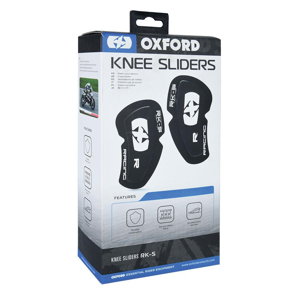 Oxford RK-S Motorcycle Racing & Track Knee Sliders Black/White-Win Impex Moto