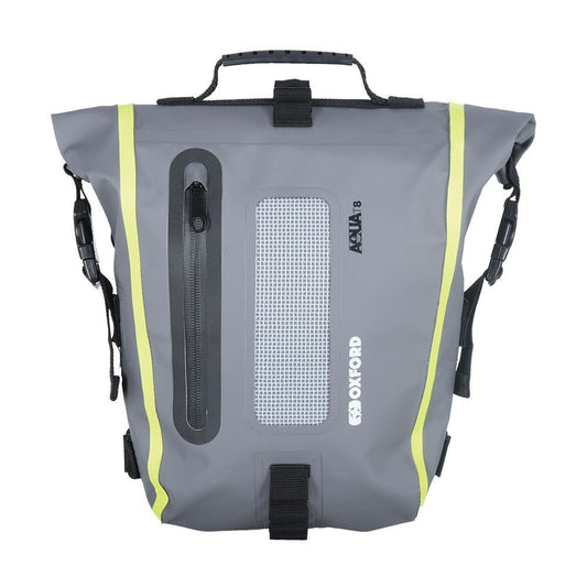Oxford Aqua T8 Detailing Motorcycle Tail Bag Pack Black Grey-Win Impex Moto