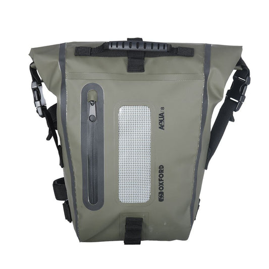 Oxford Aqua T8 Motorcycle Tail Pack Bag 8L Khaki Black-Win Impex Moto