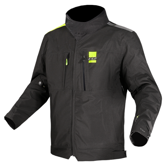 LS2 Titanium Man Waterproof Motorcycle Touring Jacket Black H-V Yellow-Win Impex Moto
