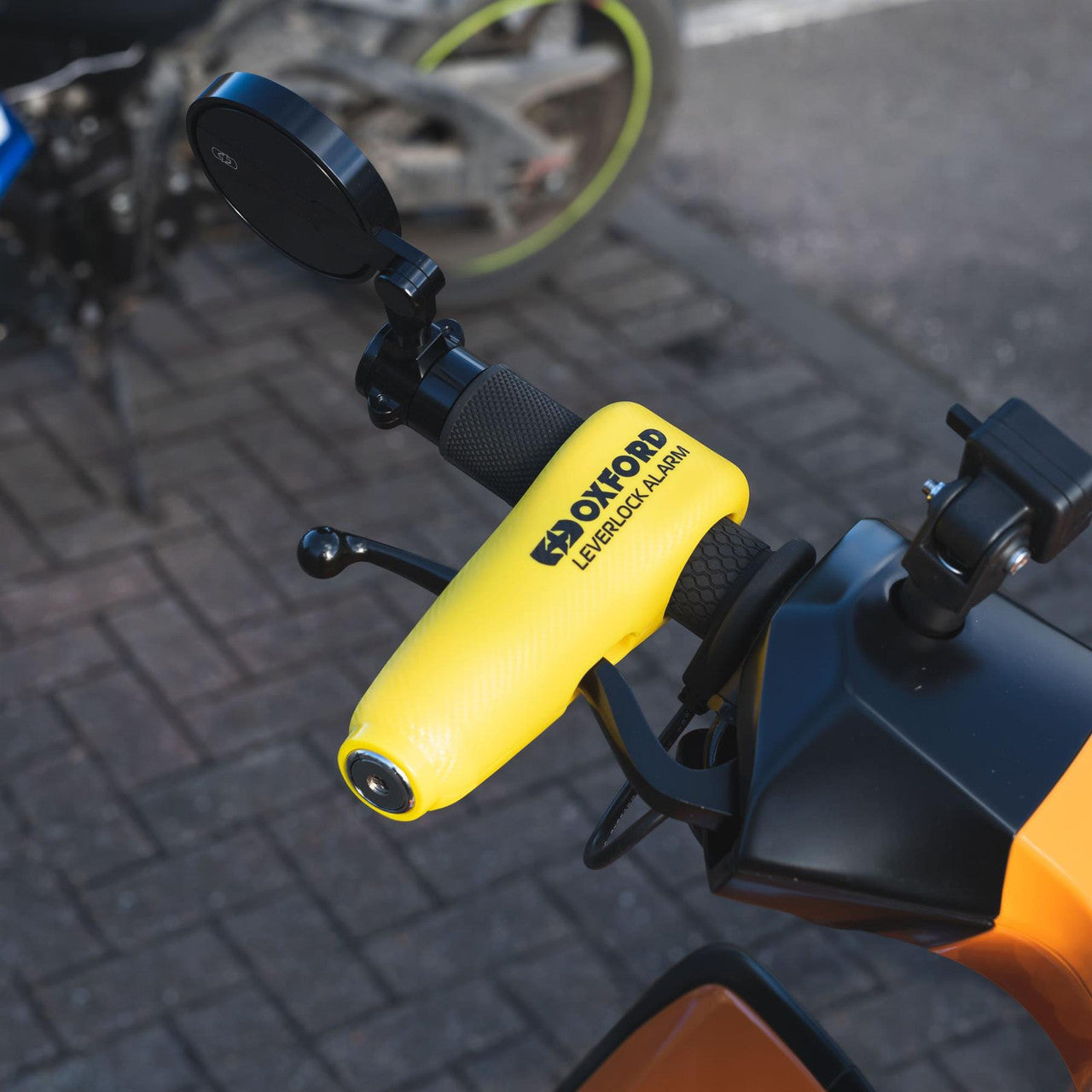 Oxford Motorcycle Motorbike Lever Lock Alarm - Yellow-Win Impex Moto