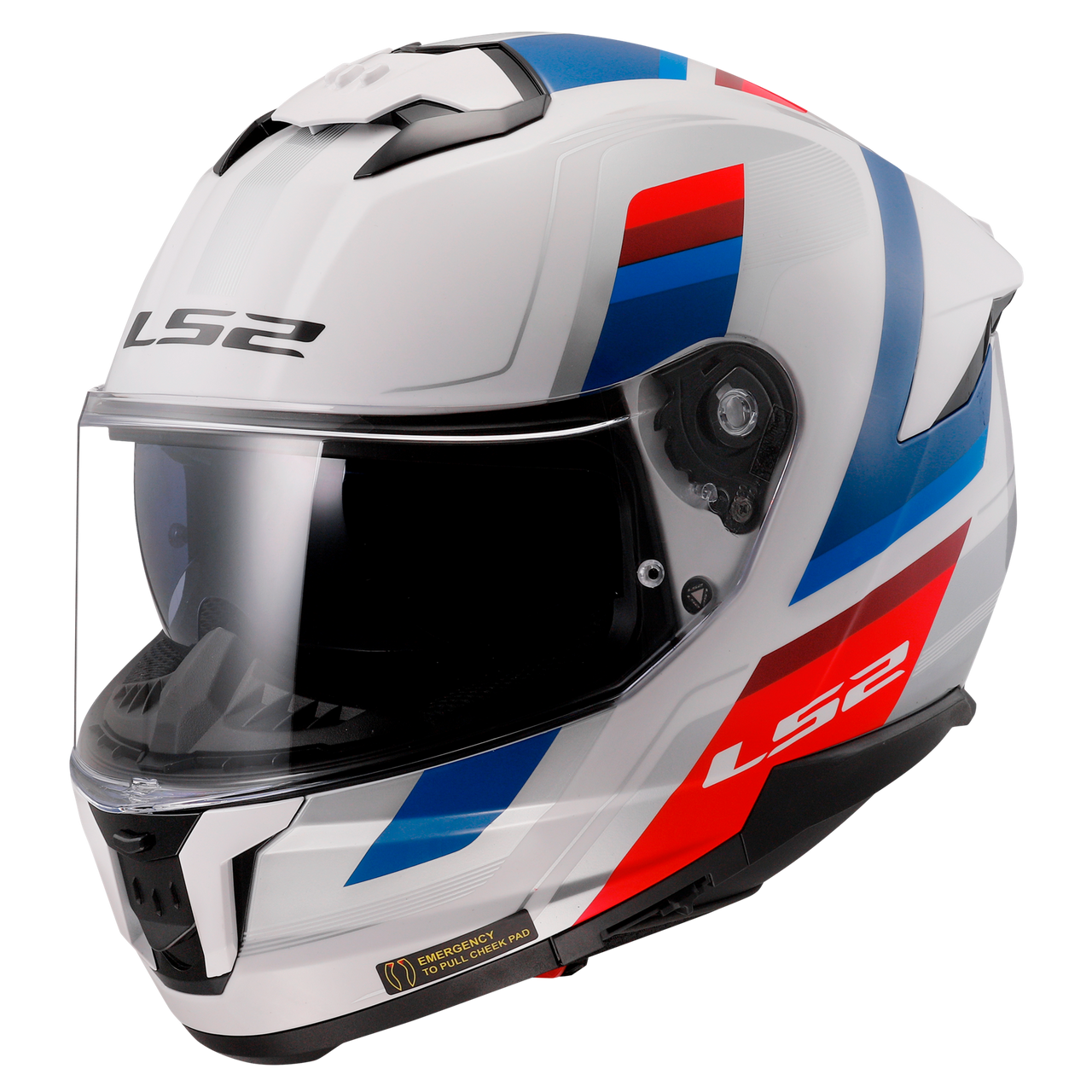 LS2 FF808 Stream II Vintage Motorcycle Full Face Helmet White Blue Red-Win Impex Moto