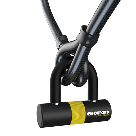 Oxford Bicycle Loop Lock15 Motorbike Cable Lock+Mini Shackle 15mm x 2.0m-Win Impex Moto