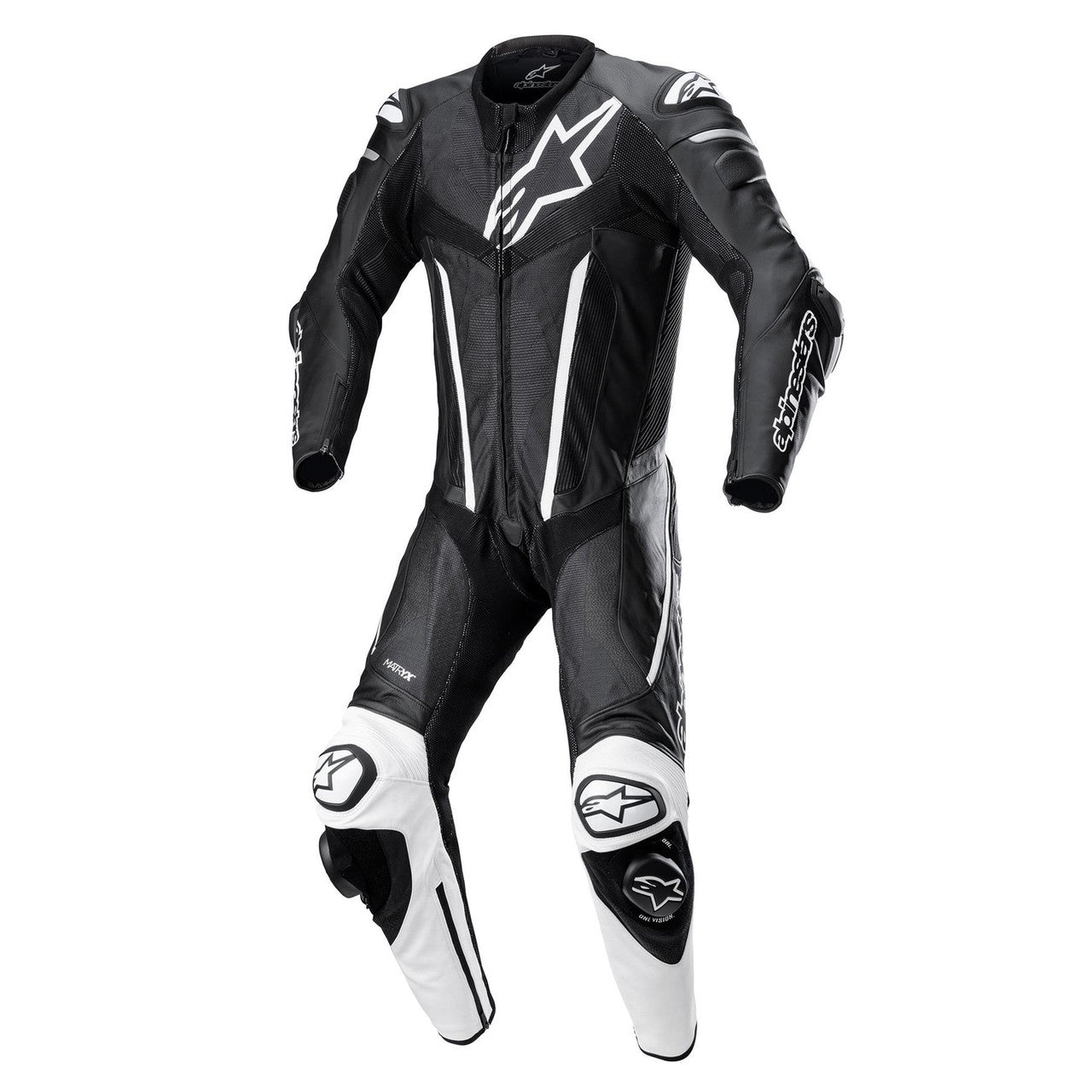 Alpinestars Fusion Motorcycle Racing Leather 1 Piece Suit Black White-Win Impex Moto
