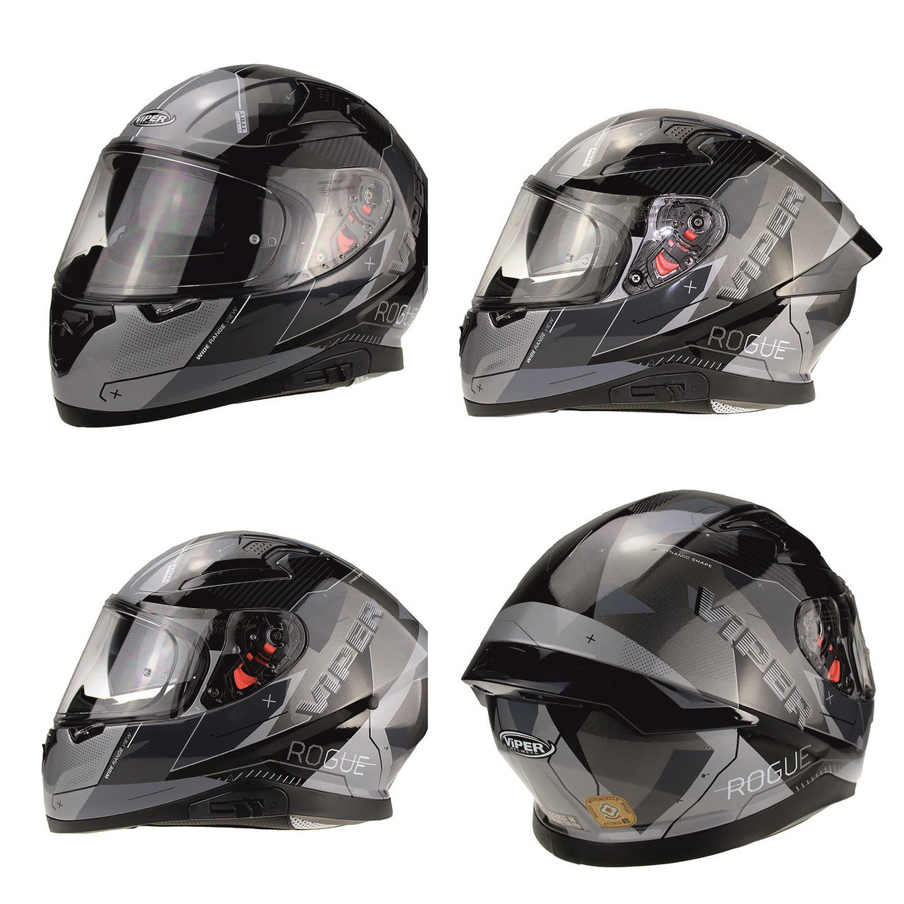 VIPER RSV95 ROGUE BLACK GREY FULL FACE STREET MOTORBIKE MOTORCYCLE HELMET UK-Win Impex Moto