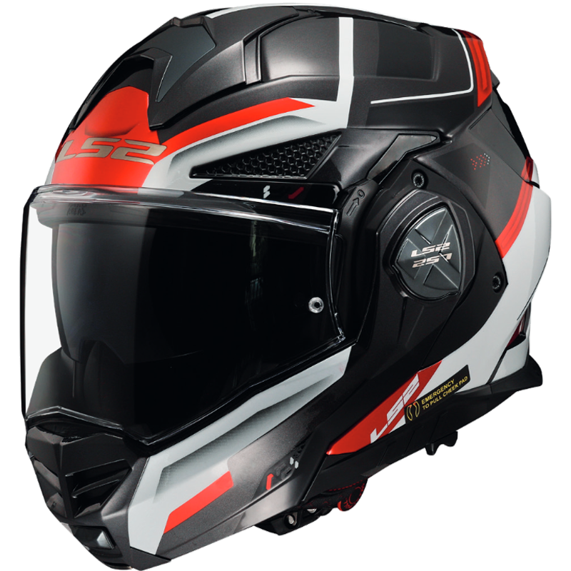 LS2 FF901 Advant X 2023 Flip Up Modular Motorcycle Helmet Black White Red-Win Impex Moto