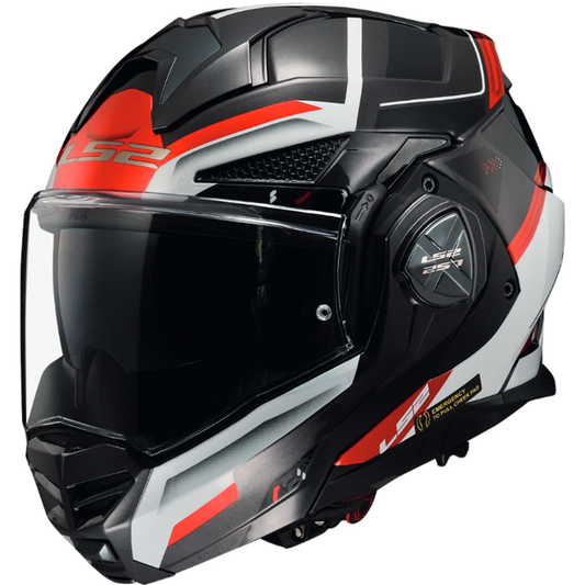 LS2 FF901 Advant X 2023 Flip Up Modular Motorcycle Helmet Black White Red-Win Impex Moto