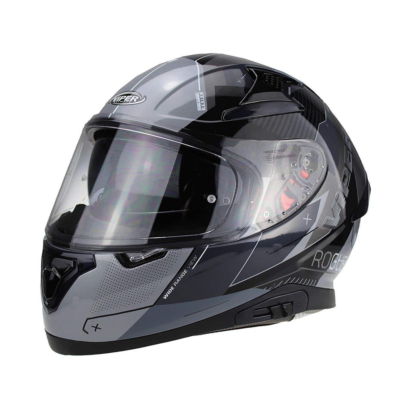 VIPER RSV95 ROGUE BLACK GREY FULL FACE STREET MOTORBIKE MOTORCYCLE HELMET UK-Win Impex Moto