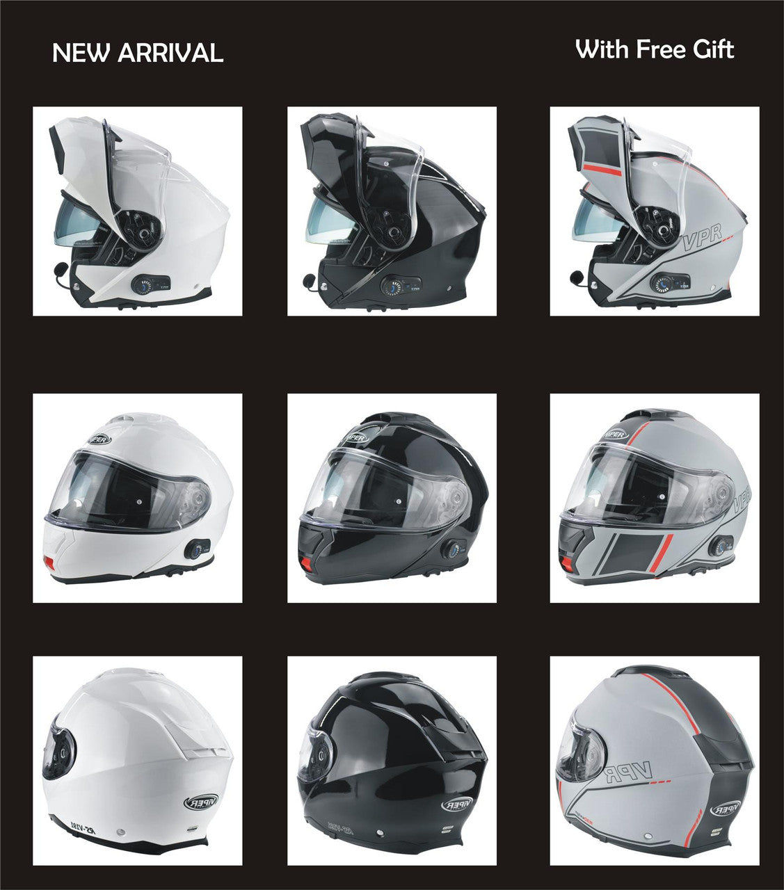 Viper RSV191 Blinc Bluetooth 3.0 Flip Up Modular Motorcycle Helmet-Win Impex Moto